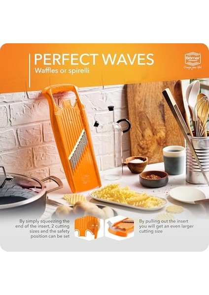 Wave- Powerline Crinkle Cut Slicer (Turuncu) • Sebzeler Için Dalgalı Mandolin • Dalga/ /kırışık Kesim • Kafes Patates Için Patates Dilimleyici fiyatları