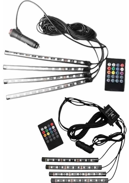 Bfs 12'li Şerit LED Işık Rgb Sese ve Müziğe Duyarlı Araç Içi Ayak Altı