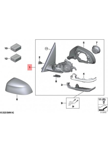 Bmw Ix3 Elektrikli Katlanır Ayna 2021- Sonrası Isıtma Sinyal Karartma Kamera Blıs Sağ Oem No (51168491710)