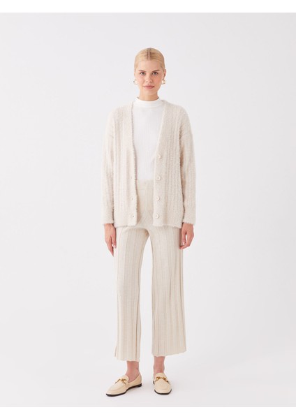 Yeni Sezon Beli Lastikli Geniş Paça Kadın Triko Pantolon fiyatları