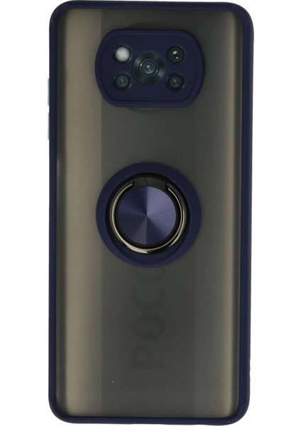 Pocophone X3 Kılıf Montreal Yüzüklü Silikon Kapak - LACIVERT-(5796)