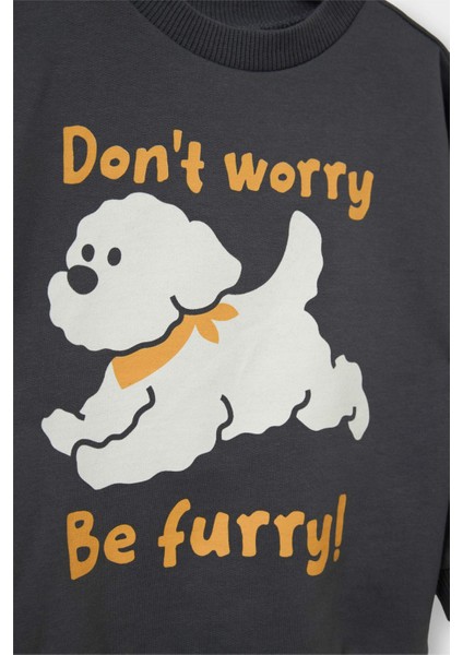 Erkek Bebek Bisiklet Yaka İçi Yumuşak Tüylü 2'li Sweatshirt G4865A525WN