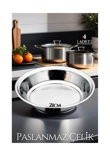 21 cm 4 Lü Tabak Seti Paslanmaz Çelik B.caprio Design