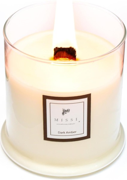 Üfleme Cam Ahşap Fitilli Vegan MUM(380 Gr)