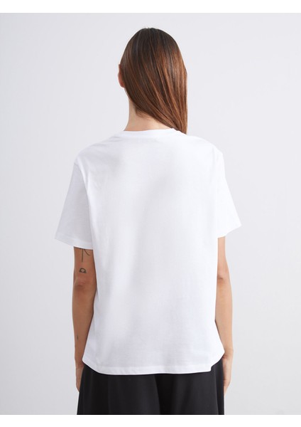 Yeni Sezon Bisiklet Yaka Slogan Baskılı Oversize Kadın Tişört fırsatları