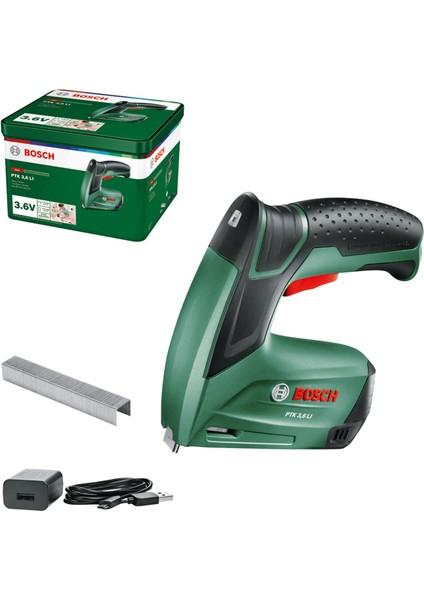 Akülü Zımba Veya Çivi Çakma Tabancası ( Akü, 3.6 Volt, 30 Darbe/dak, Metal Kutuda)