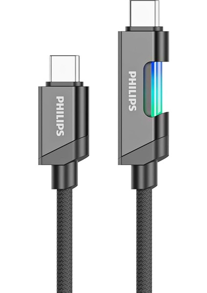 DLC5021C Type-C - Type-C Şarj Kablosu, 60W, Hızlı Şarj, 3A Yüksek Akım, 1 Metre, Dayanıklı Örgü Kablo, Çok Renkli Işık (Siyah)