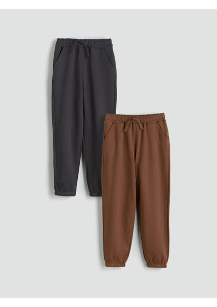 Yeni Sezon Beli Lastikli Erkek Çocuk Jogger Eşofman Altı 2'li