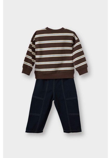 Erkek Bebek 2'li Takım Baskılı Sweatshirt Jean Pantolon G3228A525WN fırsatları