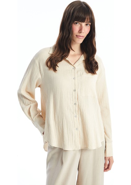 Yeni Sezon Düz Uzun Kollu Kadın Gömlek