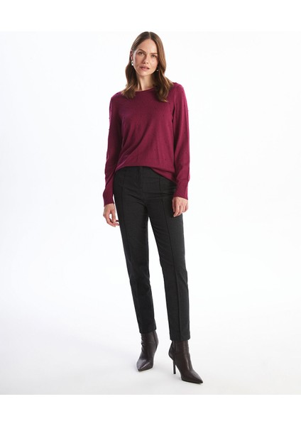 Yeni Sezon Bisiklet Yaka Kendinden Desenli Uzun Kollu Kadın Triko Kazak modelleri