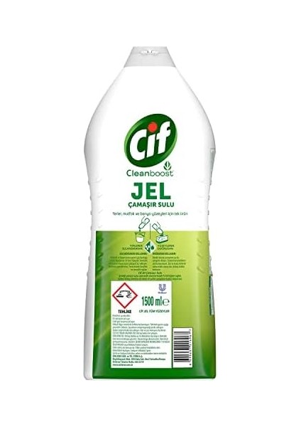 Cif Jel Yüzey Temizleyici Cleanboost Tüm Yüzeyler Için Leke Çıkarıcı Çamaşır Sulu Bahar Ferahlığı 1500 ml