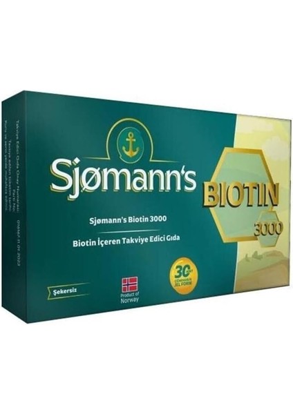 Sjomann's Biotin 3000 Içeren Takviye Edici Gıda 30 Adet Çiğnenebilir Jel Form Şekersiz Tablet