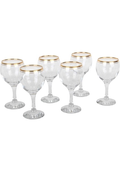 Çizgili Kırmızı 6'lı Şarap Kadehi