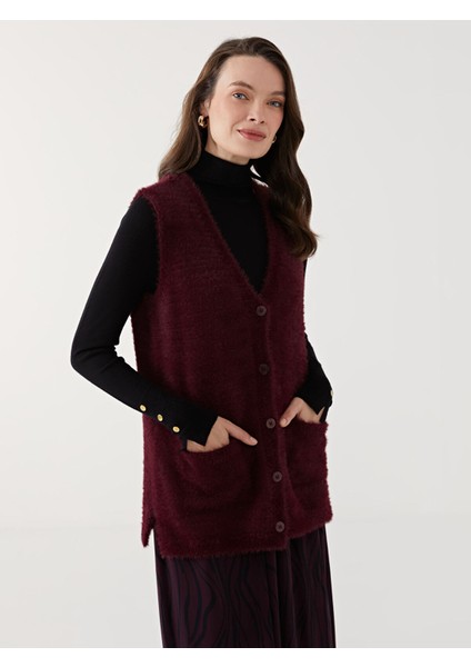 Yeni Sezon V Yaka Kadın Triko Yelek