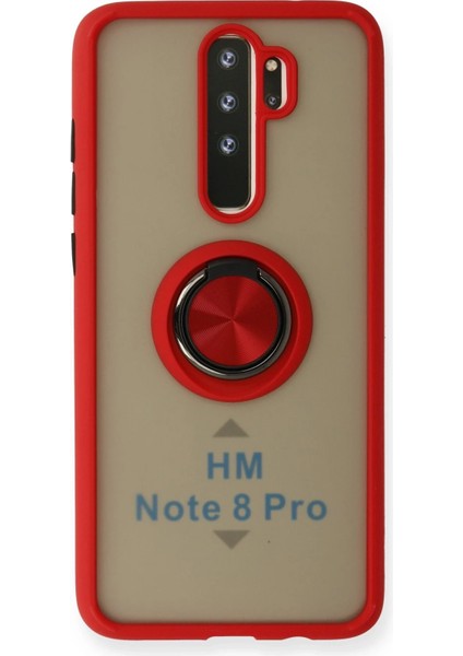 Redmi Note 8 Kılıf Montreal Yüzüklü Silikon Kapak - KIRMIZI-(5796)