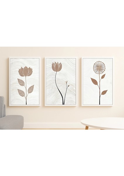 3 Parça Çerçeveli Dekoratif Çiçekler Ahşap Tablo Seti, Ev Dekoru Bestablo fiyatları