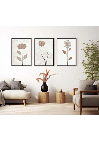 3 Parça Çerçeveli Dekoratif Çiçekler Ahşap Tablo Seti, Ev Dekoru Bestablo modelleri