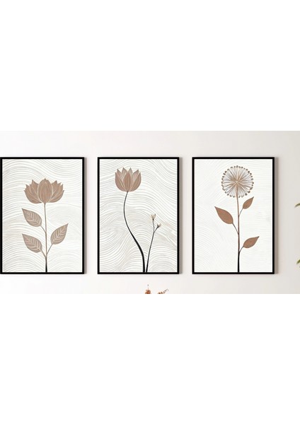 3 Parça Çerçeveli Dekoratif Çiçekler Ahşap Tablo Seti, Ev Dekoru Bestablo fırsatları