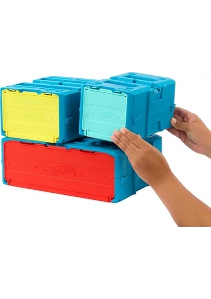 Track Alev Temalı Akrobasi Seti ve 1 Adet Araba, Birleştirilebilir Oyuncak Saklama Kutusunda 16 Adet Pist Oluşturma ve Akrobasi Parçası, HMC04 fiyatları