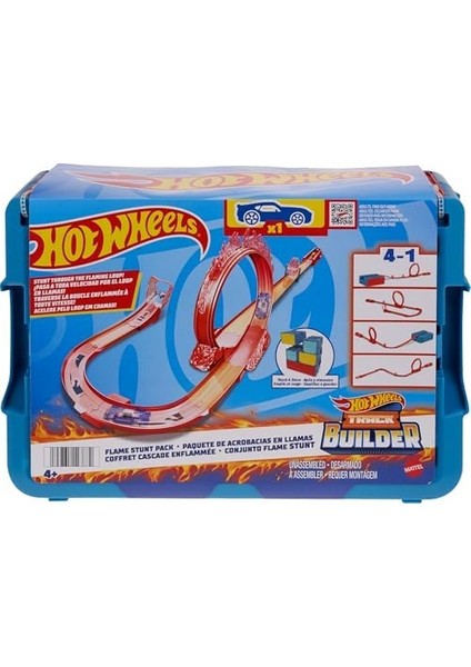 Track Alev Temalı Akrobasi Seti ve 1 Adet Araba, Birleştirilebilir Oyuncak Saklama Kutusunda 16 Adet Pist Oluşturma ve Akrobasi Parçası, HMC04 modelleri