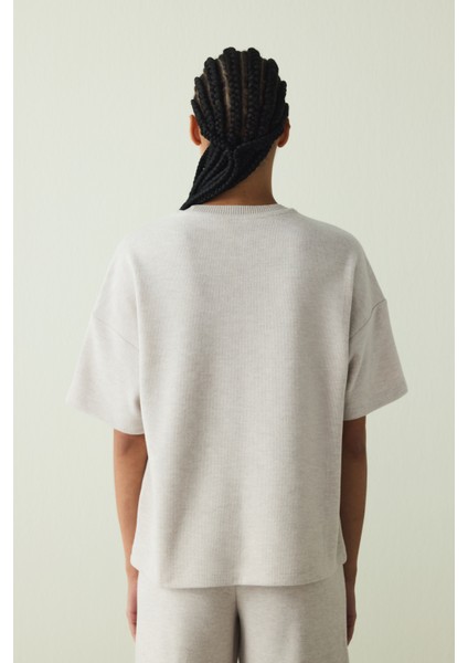 Warm Touch SS Koyu Gri Melanj Oversize Üst