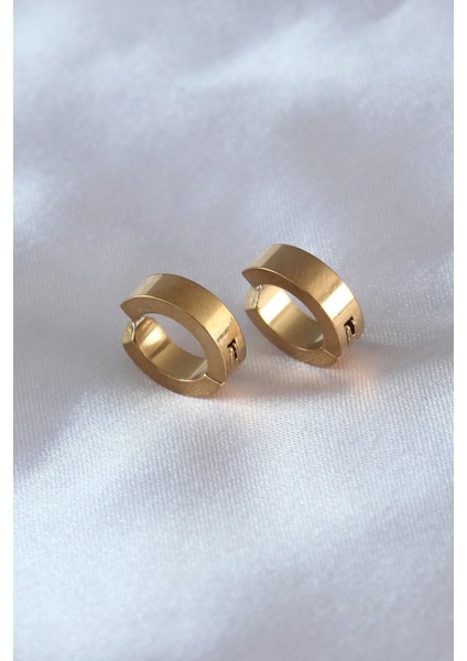 316L Çelik Gold Renk Sıkıştırmalı Erkek Küpe