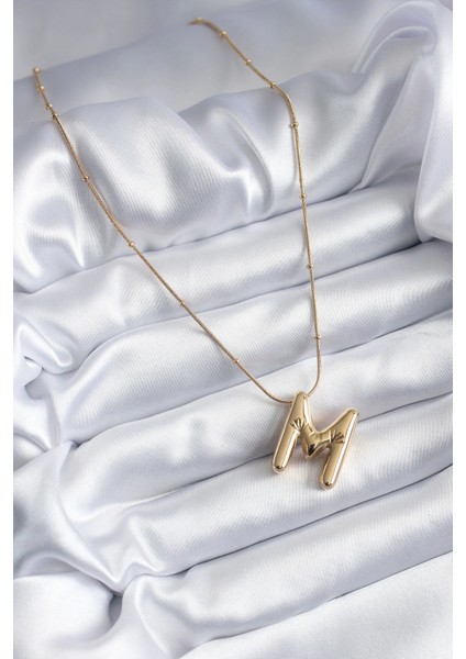 316L Çelik Gold Renk Bubble "m" Harf Model Kadın Kolye fiyatları