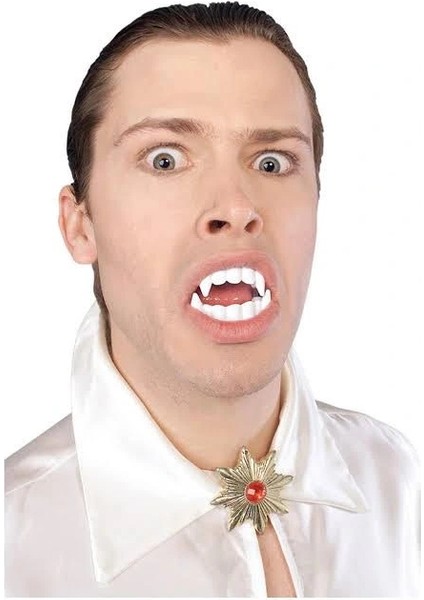 Beyaz Renk Çift Damak Takma Vampir Dişi (5047)