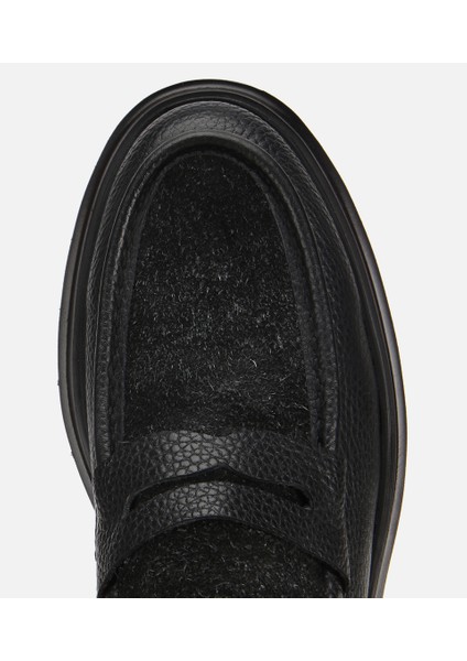 02AYH312340A100 ERKEK Deri Siyah Kırçıllı Yüksek Tabanlı Klasik Loafer indirimleri