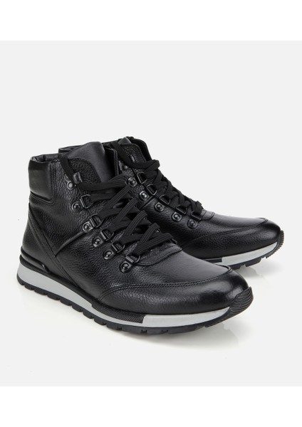 02BOH284830A100 ERKEK Deri Siyah Rahat Kalın Tabanlı Casual Bot fiyatları