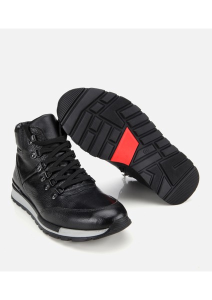 02BOH284830A100 ERKEK Deri Siyah Rahat Kalın Tabanlı Casual Bot