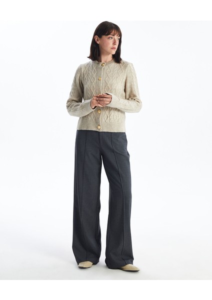 Yeni Sezon Standart Fit Düz Geniş Paça Kadın Pantolon
