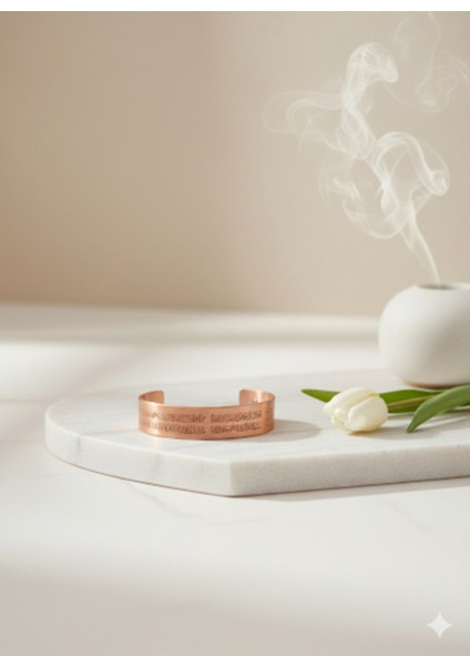 Ayetel Kürsi Işlemeli Saf Mıknatıslı Bakır Bileklik