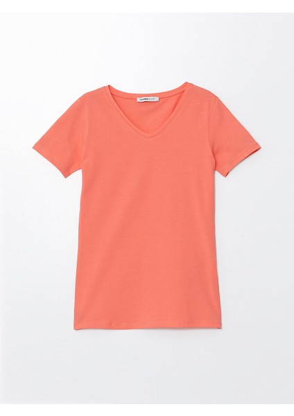 Yeni Sezon V Yaka Düz Kısa Kollu Kadın Tişört indirimleri