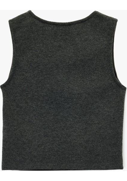 Slim Fit Düğmeli V Yaka Triko Yelek