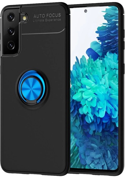 Samsung Galaxy S21 Plus Kılıf Range Yüzüklü Silikon - SIYAH-MAVI-(5796) - ?92?28E5-6G3092
