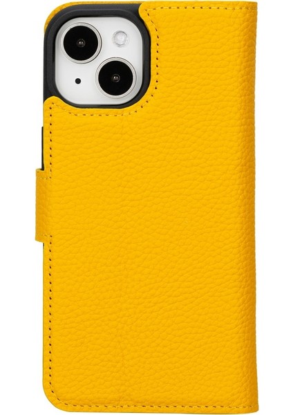 Apple iPhone 15 Uyumlu Deri Cüzdanlı Kılıf Mwwn FL12 Sarı indirimleri