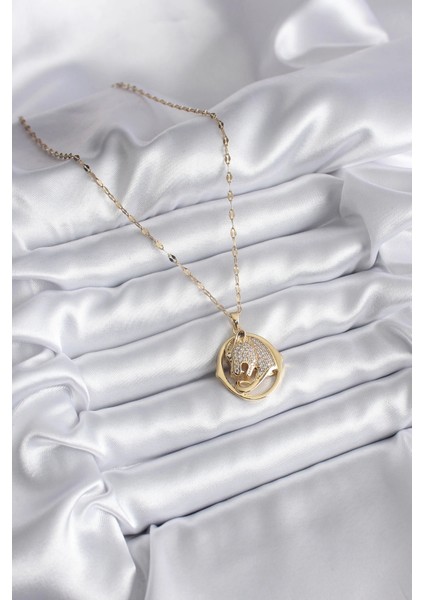 316L Çelik Gold Renk Zirkon Taşlı Jaguar Model Kadın Kolye fiyatları