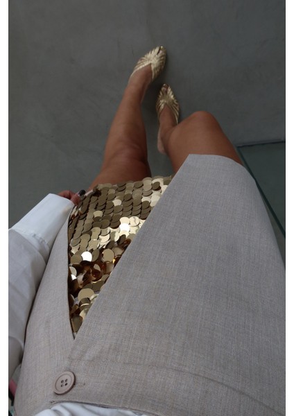 Içi Payetli Detaylı Arkası Fermuarlı Minik Etek fırsatları