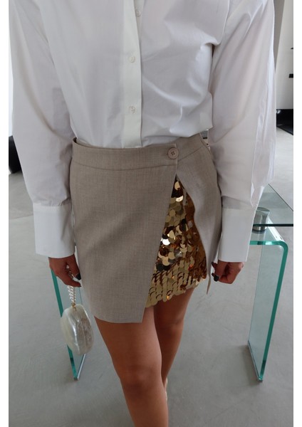 Içi Payetli Detaylı Arkası Fermuarlı Minik Etek indirimleri