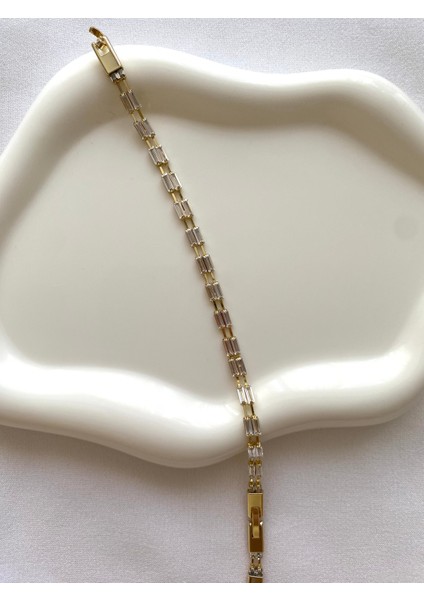 Alpjewel 316L Çift Baget Taşlı Bileklik Xupıng Kararmaz Vip