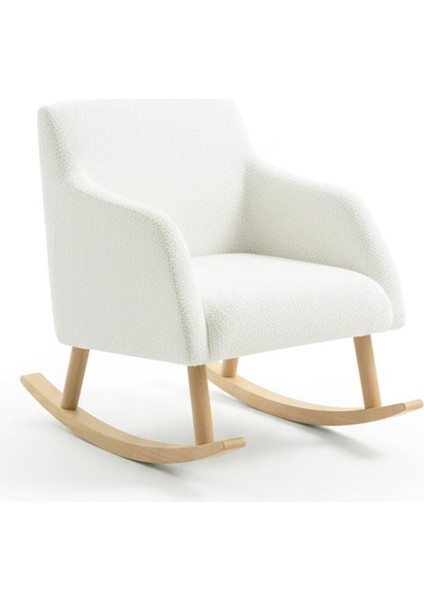 Loop Sallanan Sandalye – Ekru Teddy Kumaş | Doğal Ahşap Ayaklı Berjer - Sallanan Koltuk fiyatları