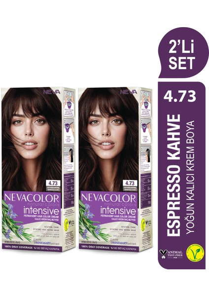 Intensıve 2\'li Set 4.73 Espresso Kahve Kalıcı Krem Saç Boyası Seti