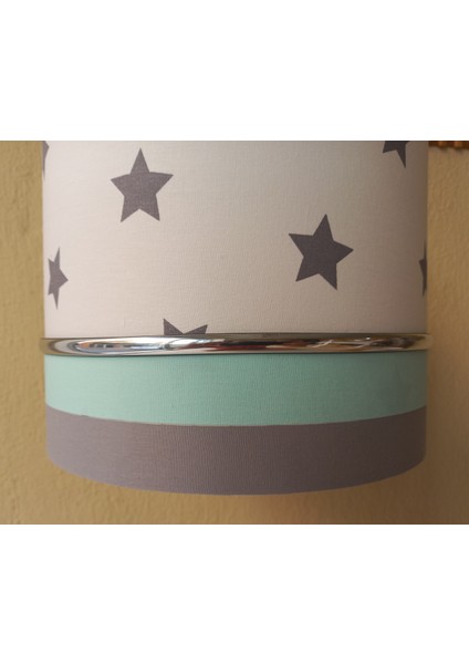 Beyaz Yıldız Gri Yeşil M-0392 Kumaş Kaplama Yıldızlı Çocuk Odası ve Bebek Odası Avize Aydınlatma Sarkıt fırsatları