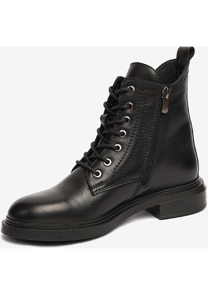 Kadın Siyah Hakiki Deri Military Bot 4K2UB59183