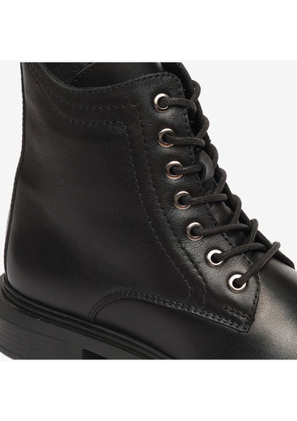 Kadın Siyah Hakiki Deri Military Bot 4K2UB59183