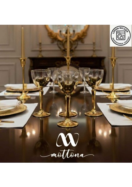 Hudson Paşabahçe 6' Lı Kahve Yanı Su Bardağı Kadeh Gold 165 cc