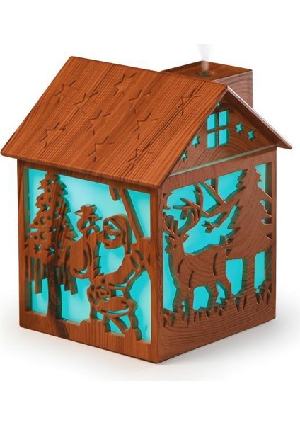 H14 Açık Kahverengi Yılbaşı Temalı Ahşap Görünümlü 240ML Hava Nemlendirici Buhar Makinesi fırsatları