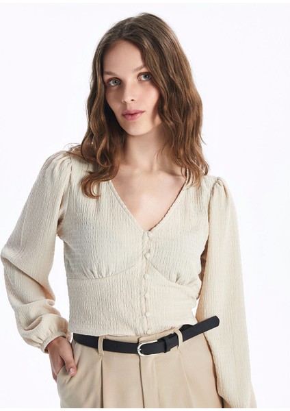 Yeni Sezon V Yaka Dokulu Kadın Bluz fiyatları